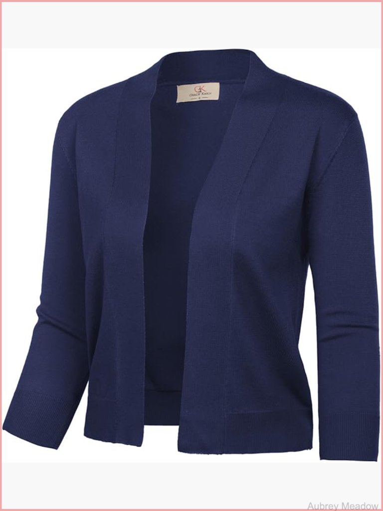 Women's Cropped Cardigan Sweater 3/4 Sleeve Shrug Bolero S-3xl